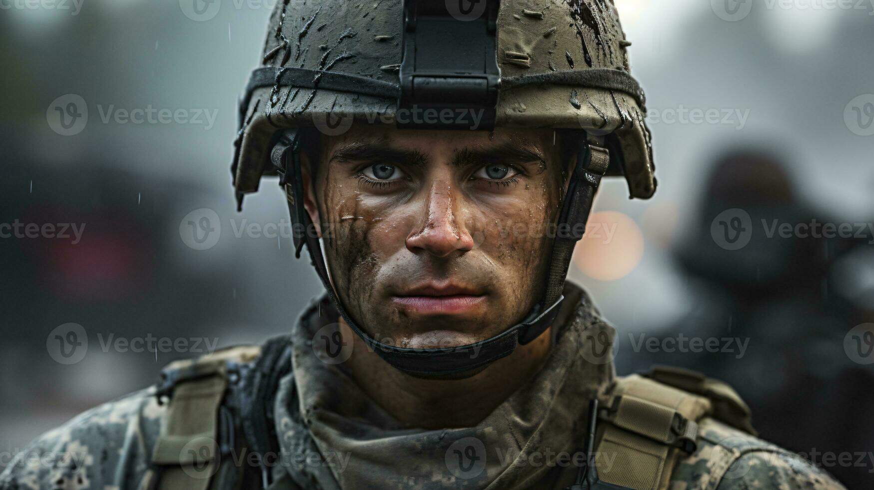 AI generated Portrait of a Soldier in a War photo
