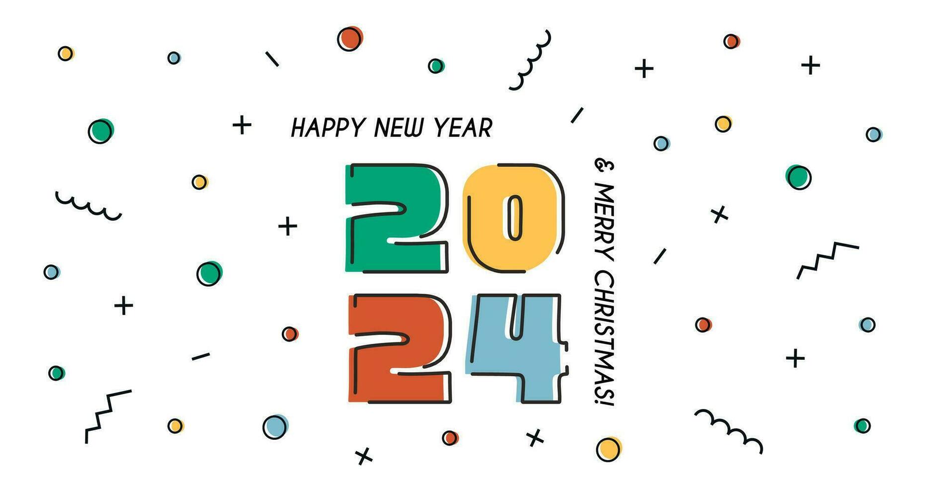 2024 Happy New Year poster HNY and Merry Christmas horizontal banner