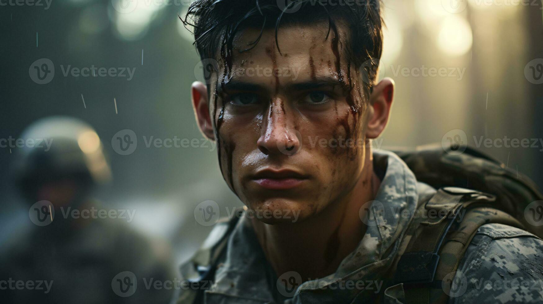 AI generated Portrait of a Soldier in a War photo