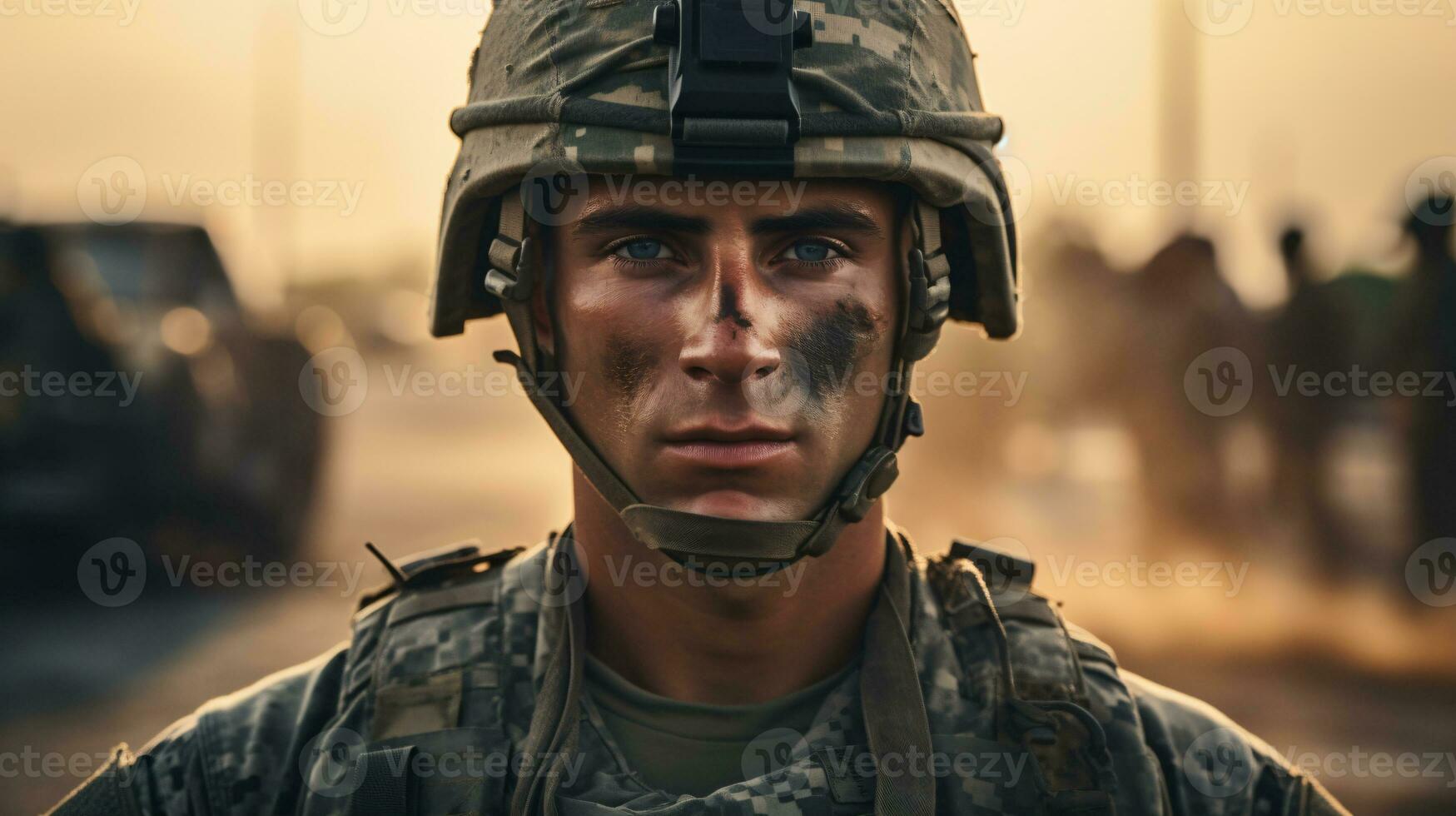AI generated Portrait of a Soldier in a War photo