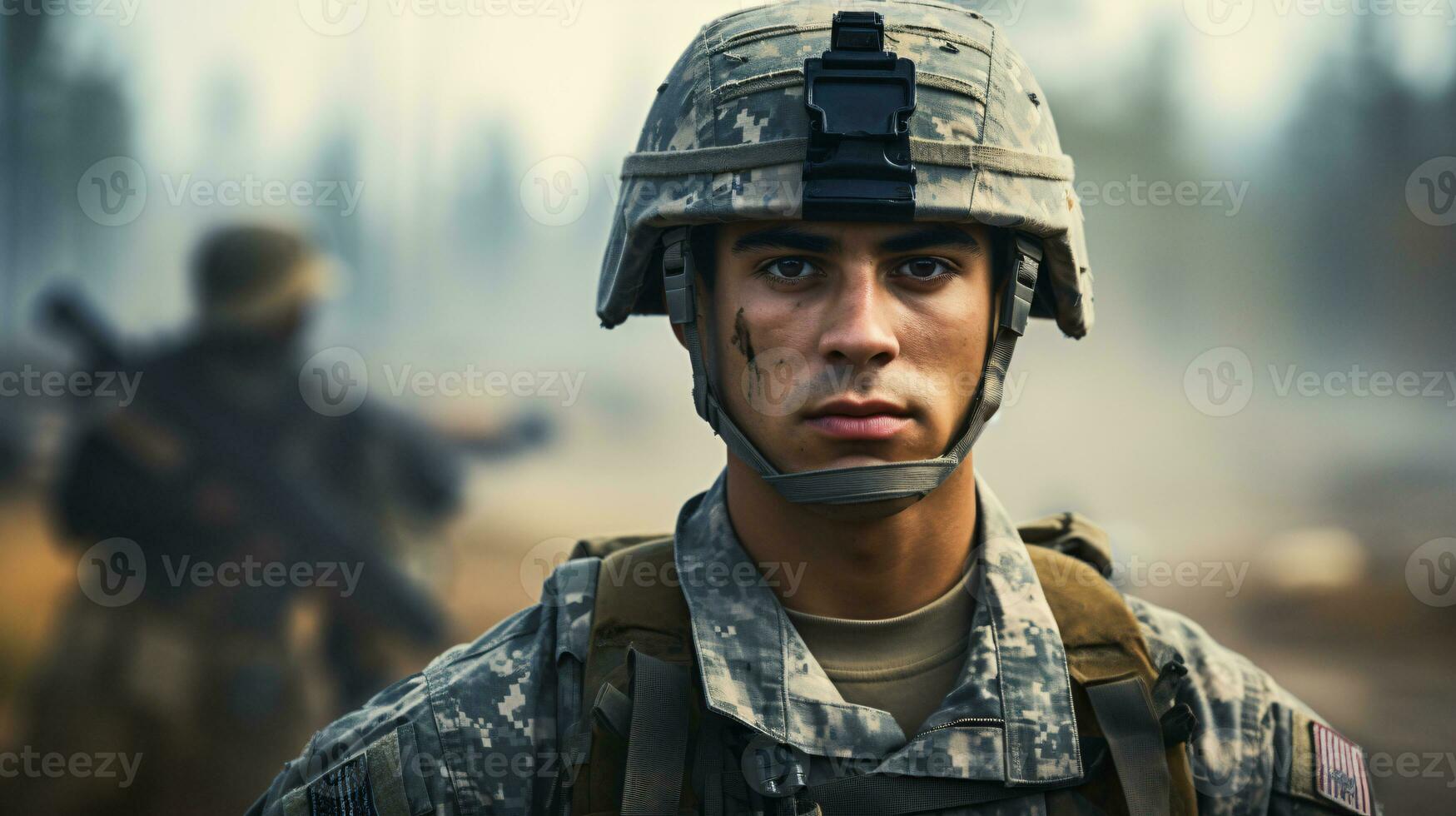 AI generated Portrait of a Soldier in a War photo