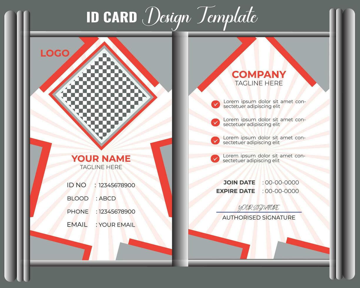 moderno carné de identidad tarjeta diseño modelo. corporativo identidad tarjeta diseño. profesional empleado carné de identidad tarjeta. vector