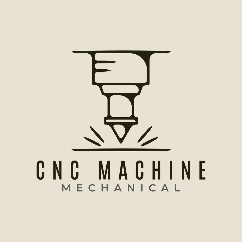 Cnc machine modern technology line art logo icon and symbol mechanical vector illustration design .