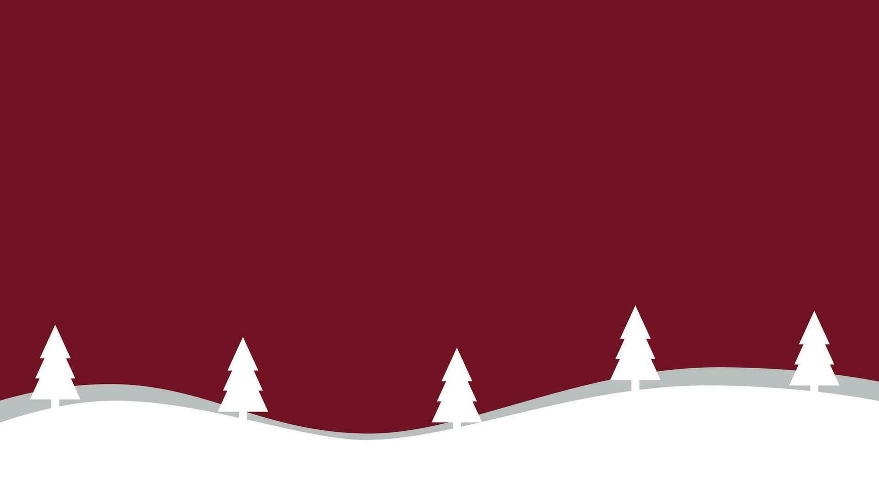 oscuro rojo paisaje antecedentes vector plano ilustración con pino arboles y Copiar espacio para texto adecuado para Navidad celebracion