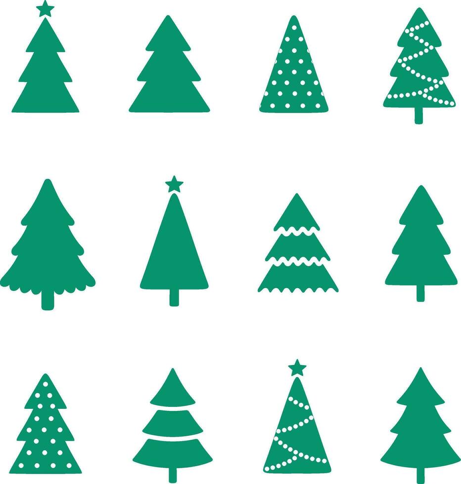 Christmas tree icon. Holiday design elements set. Happy New Year vector illustration.