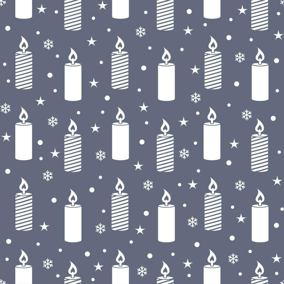 Seamless pattern with Christmas candles. Festive background. Happy New Year vector illustration.