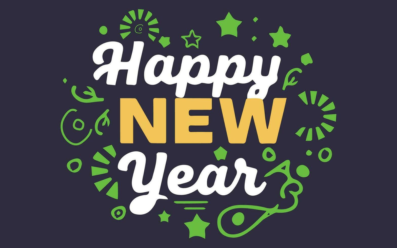 Ornate Happy New Year Lettering vector