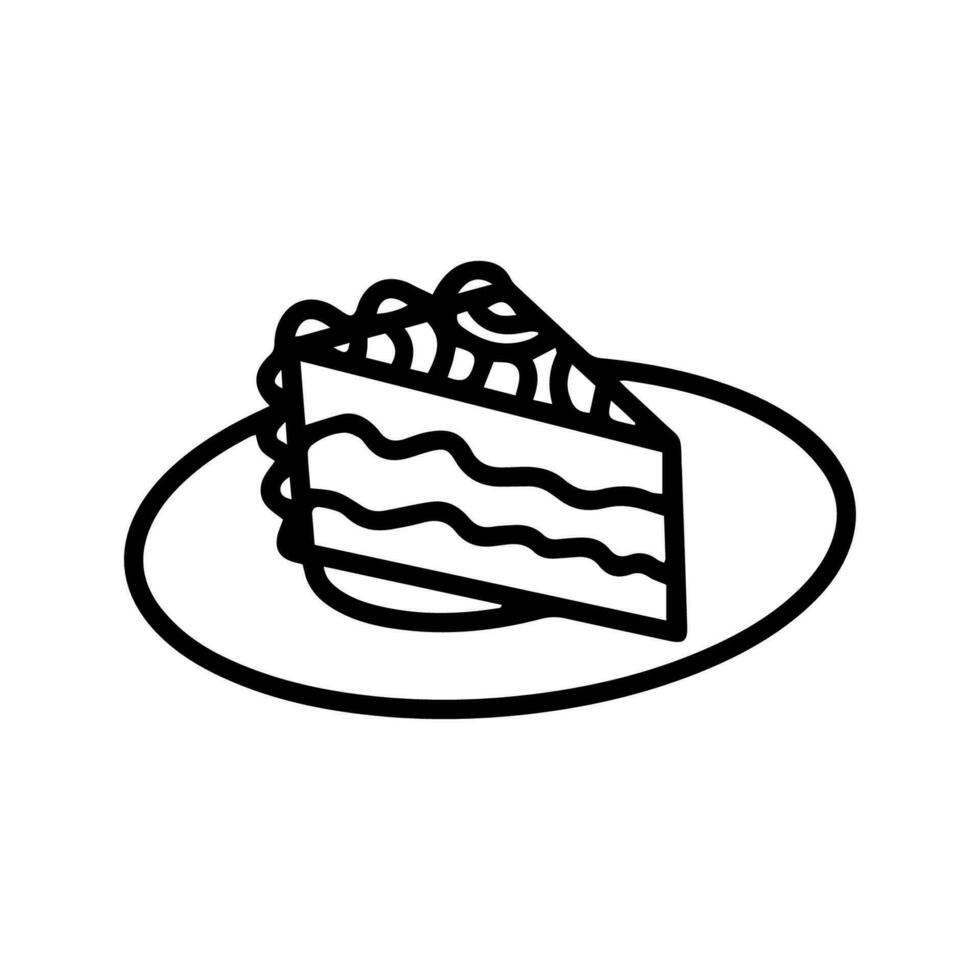 Vector cake on the plate isolated on white background. Funny, cute Illustration for seasonal design, textile, a cafe, decoration kids playroom or greeting card. Hand drawn prints and doodle Stay home.