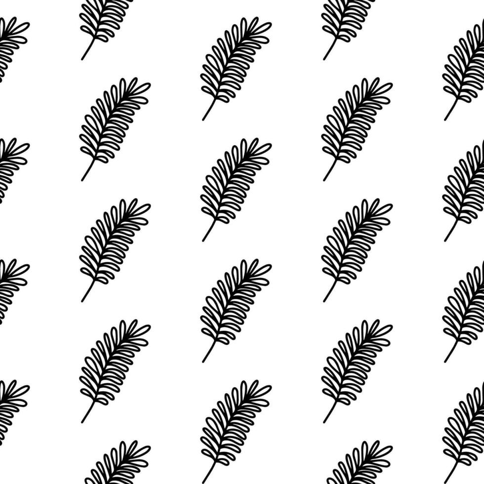 Branch of tropical flower seamless pattern Doodle with outline tropical branch background. Tropical flower pattern, wrapper for gift, Valentine day, wedding, postcard invitation. Outline pattern. vector