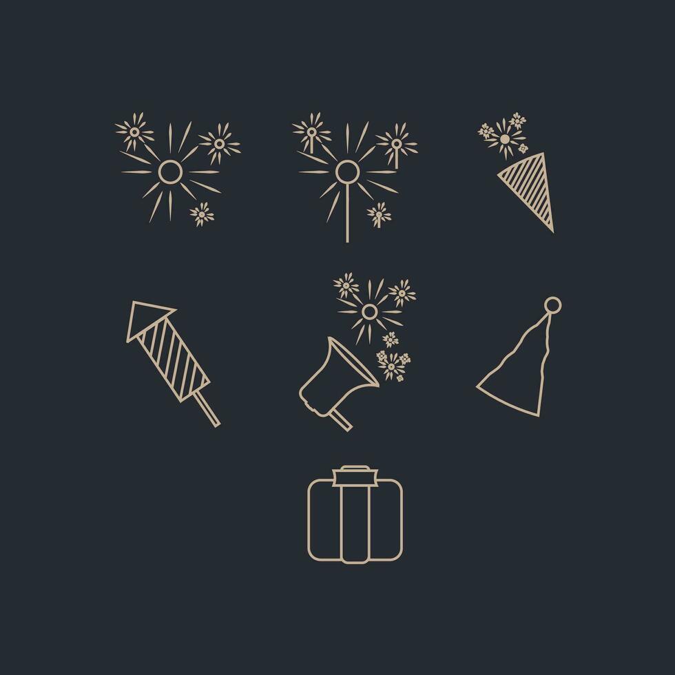 New Year Vector Icon Design Christmas Fireworks Isolated Flat Design EPS 10