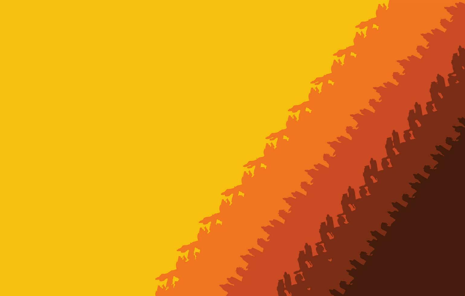 Yellow, orange, red, and brown abstract brush stroke vector background isolated on horizontal ratio template. Simple flat wallpaper with empty copy space.