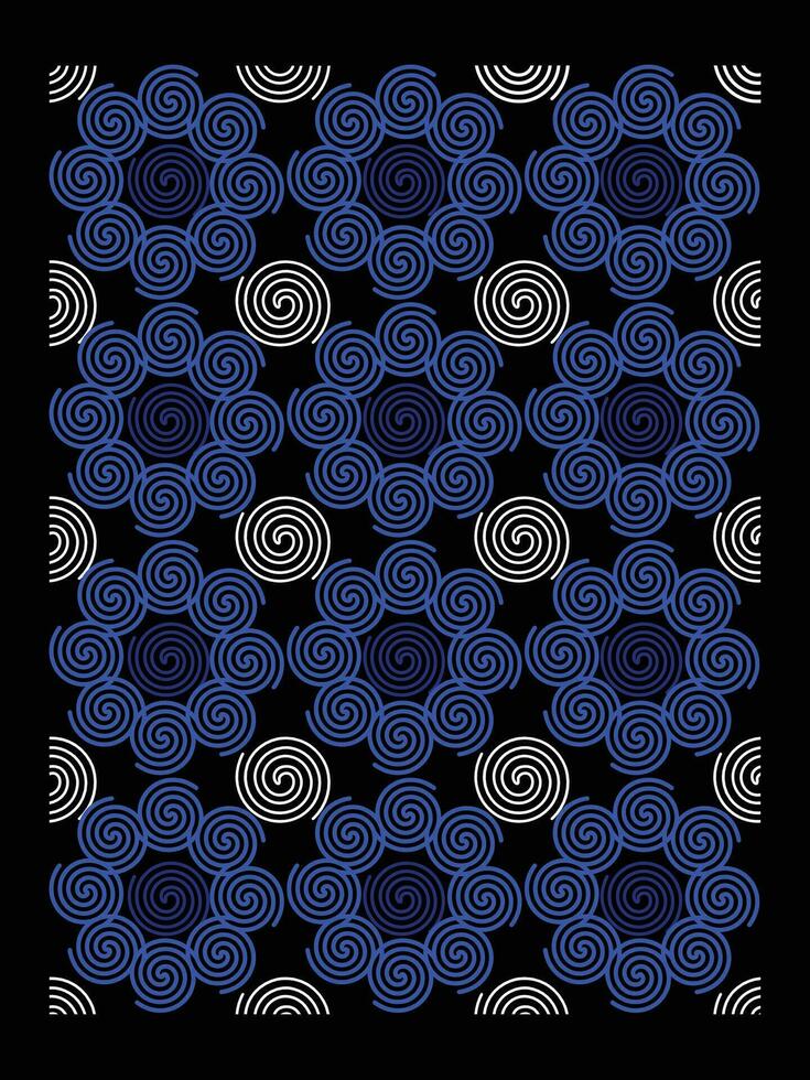 Blue and white colored spiral circle twirl lines decorative vector design pattern isolated on vertical bg. Simple flat art styled drawing template.