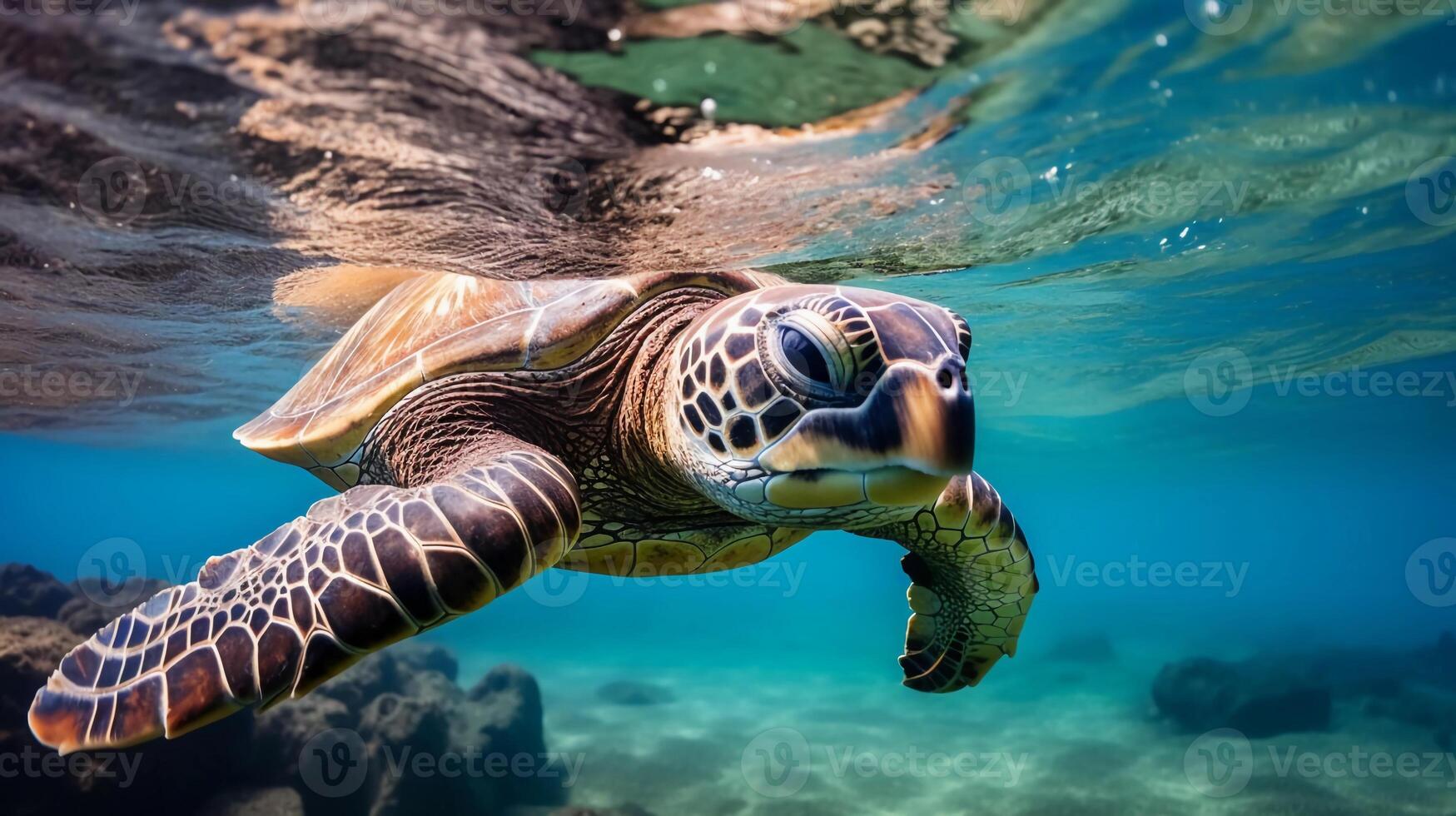 ai generado realidad foto de tortugas en el galápagos islas durante un soleado día