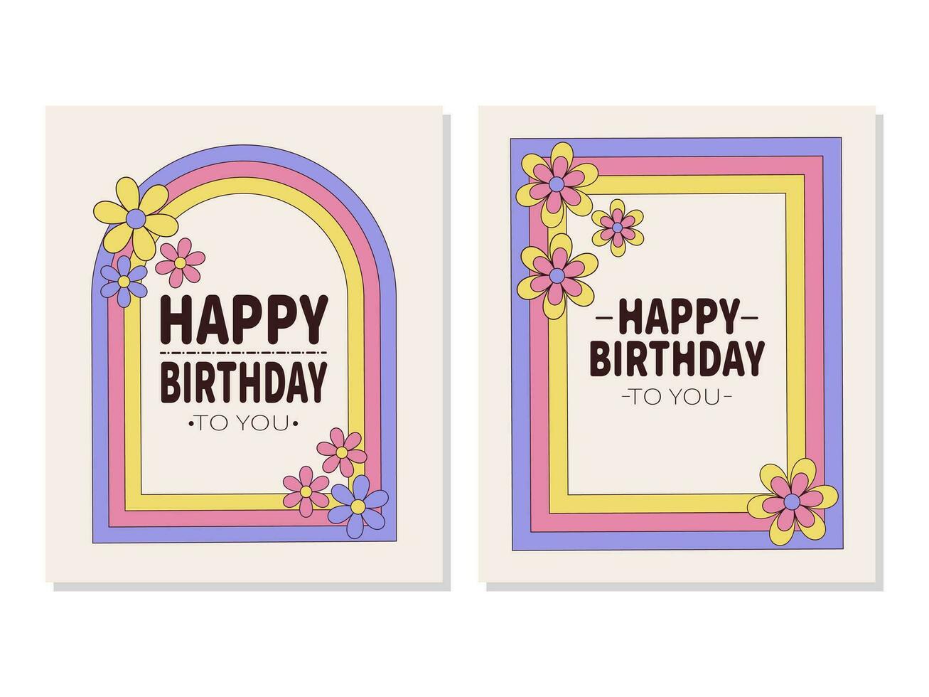 cumpleaños tarjeta conjunto con flores en maravilloso estilo. vector