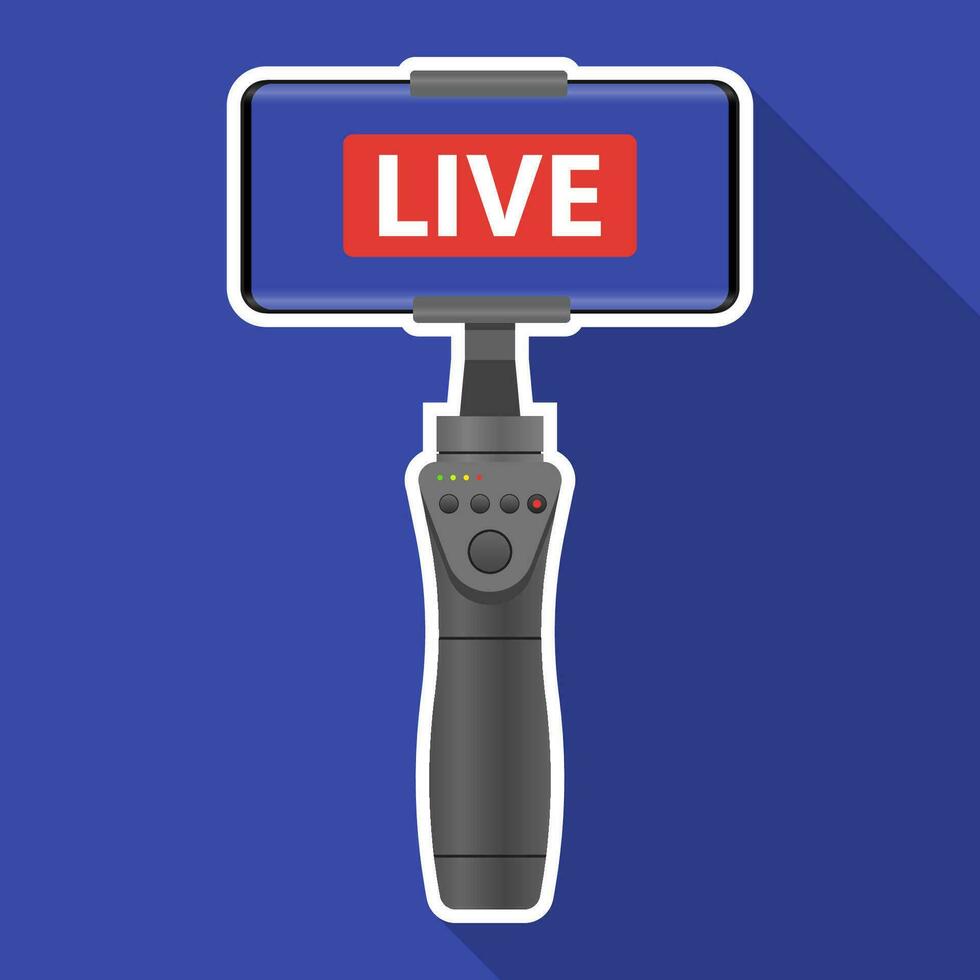 Stabilizer for smartphone device mobile.Live Streaming Video Online Illustration Concept Vector