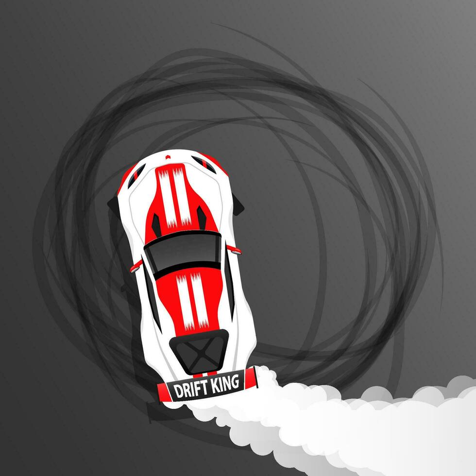 Racing car top view drifting car burnout donuts vector