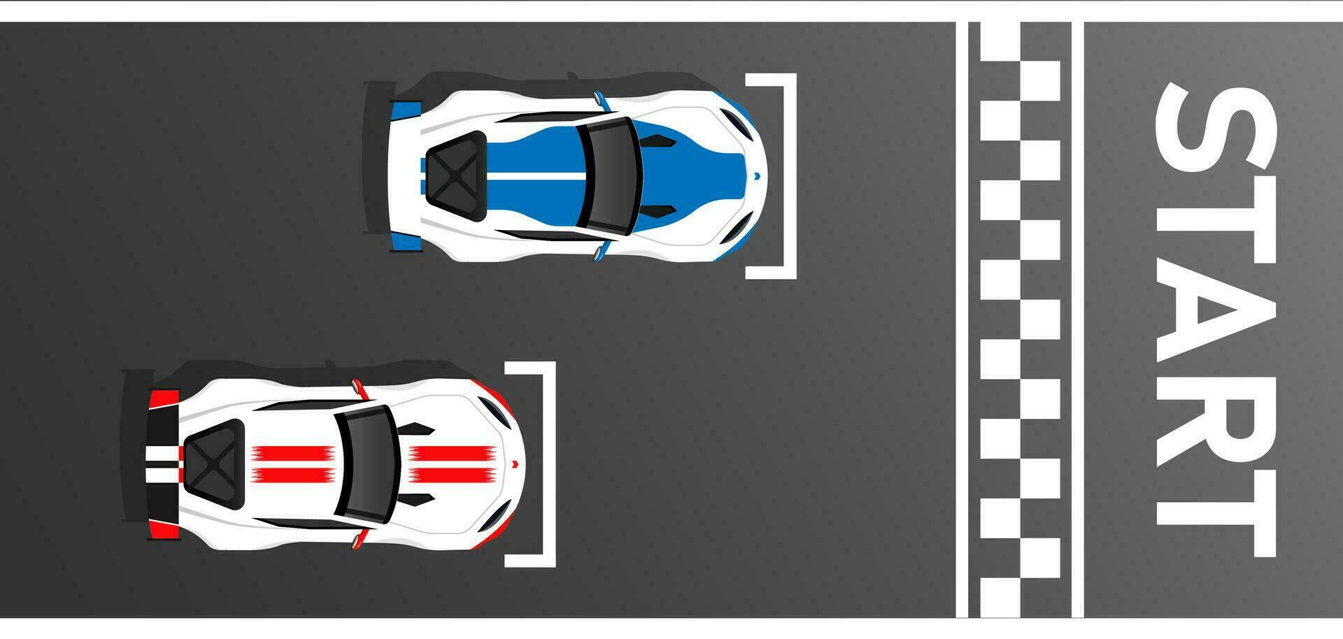 Cars at race line start competition vector