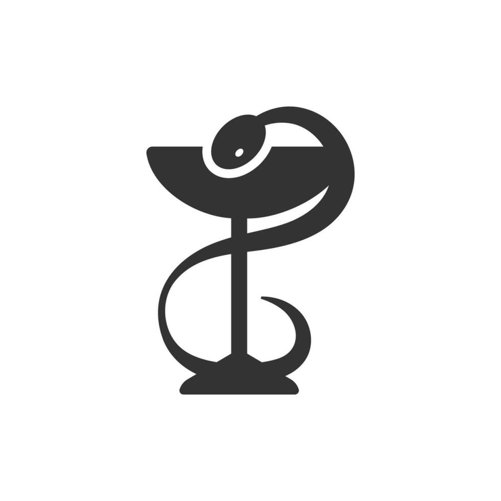 Pharmacy icon with caduceus symbol, bowl with a snake vector
