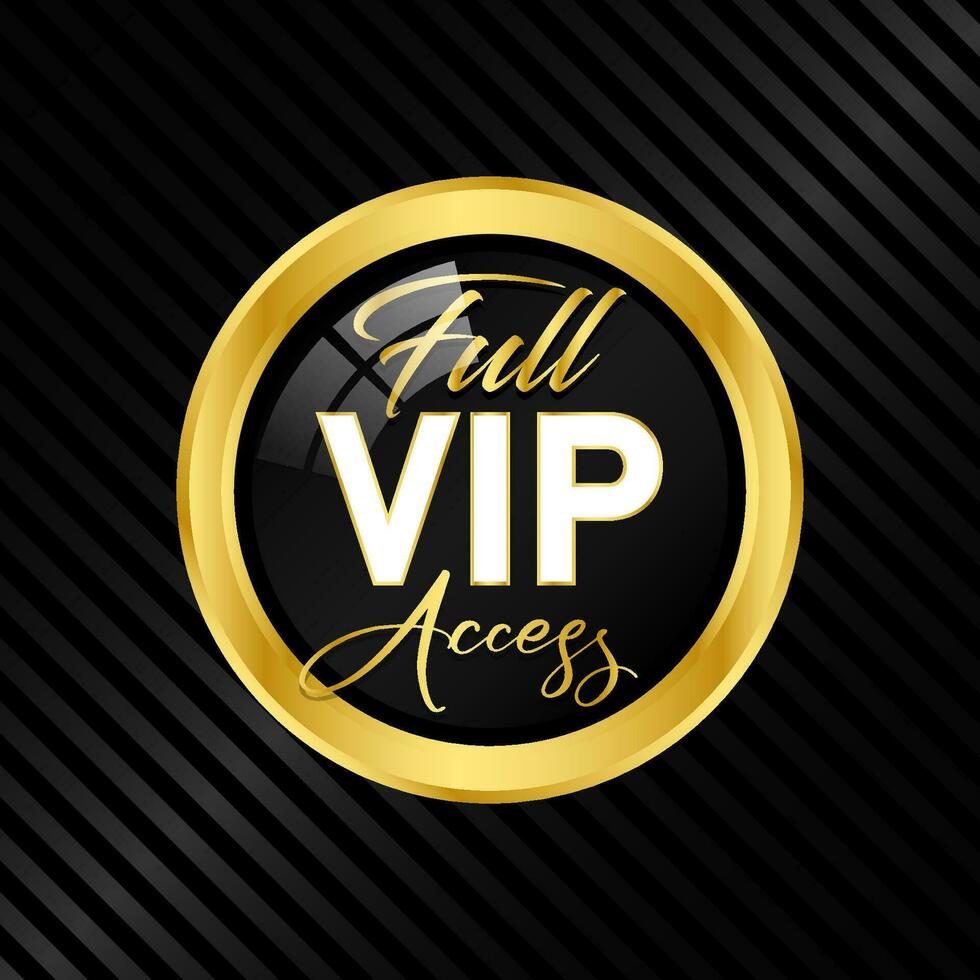 VIP badge in gold and black Round label Modern vector illustration