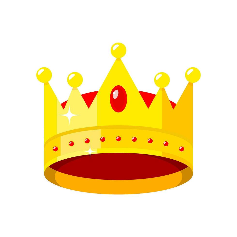 Gold Crown red jewel crown King, prince and queen illustration vector