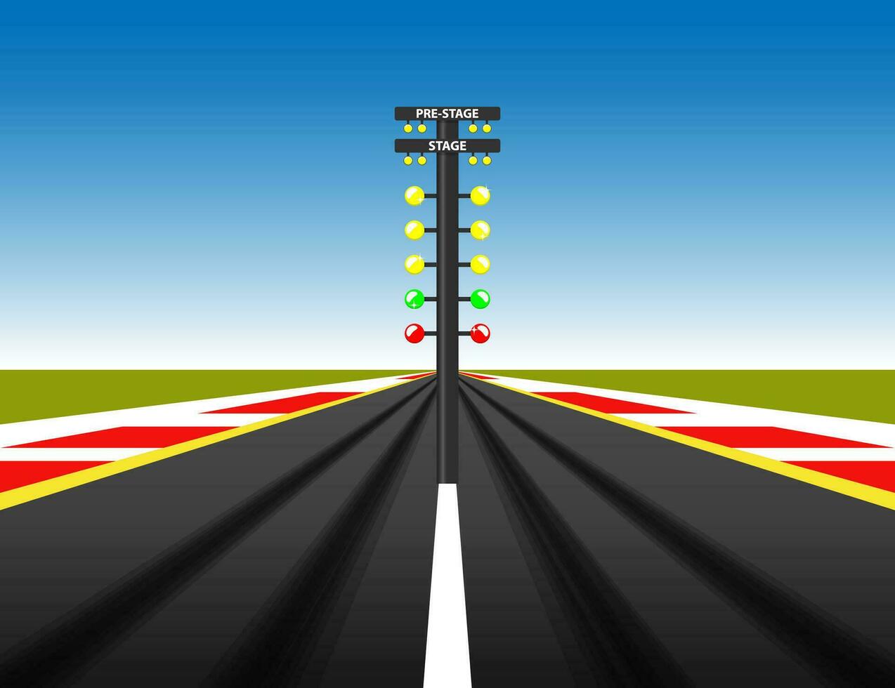 Racing start lights race car event in a racetrack vector