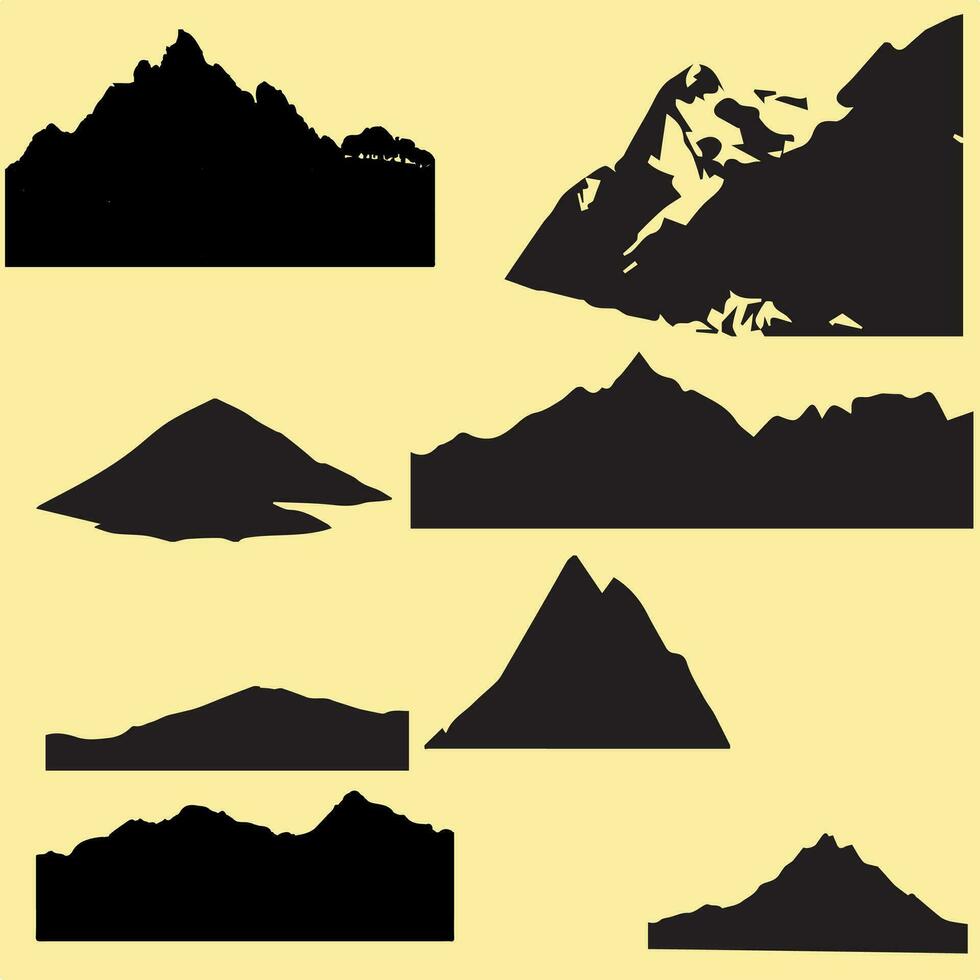 Free vector vintage monochrome mountains set