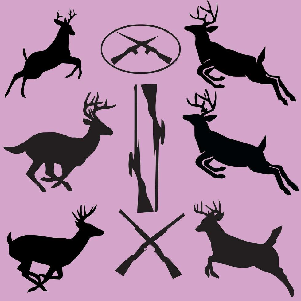 Free vector deer silhouette hunting silhouettes pack