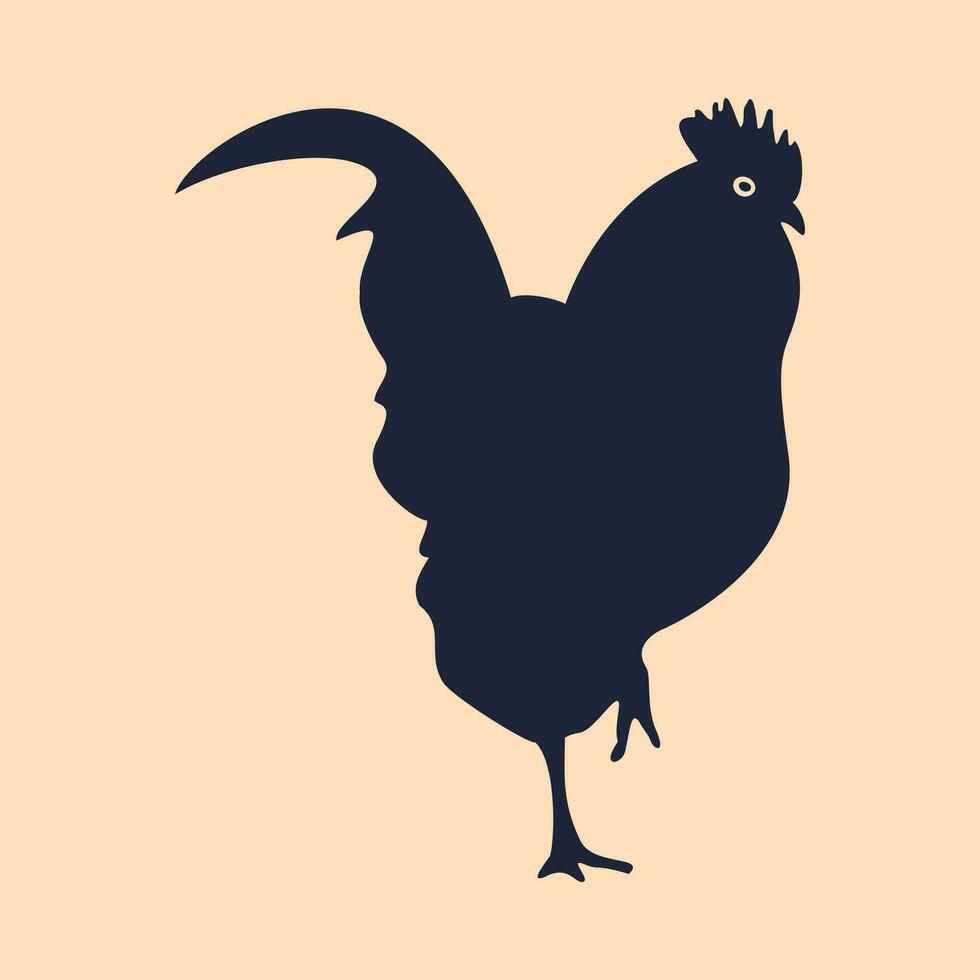 Rooster silhouette, drawing for illustration, web and print vector