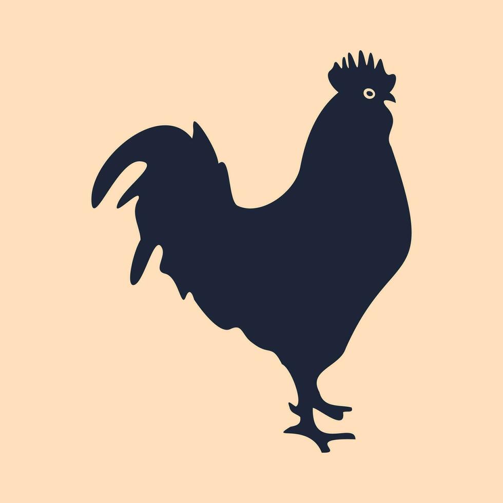 Rooster silhouette, drawing for illustration, web and print vector