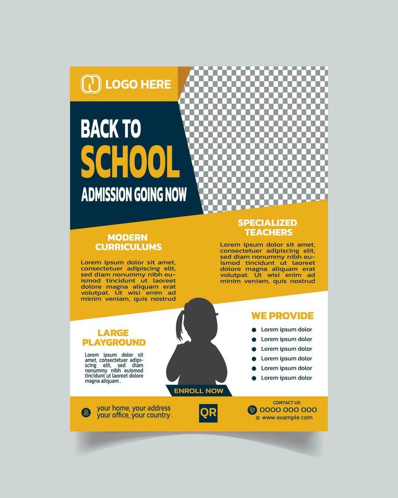 Modern Kids Education Flyer or School Admission Leaflet Poster A4 vector