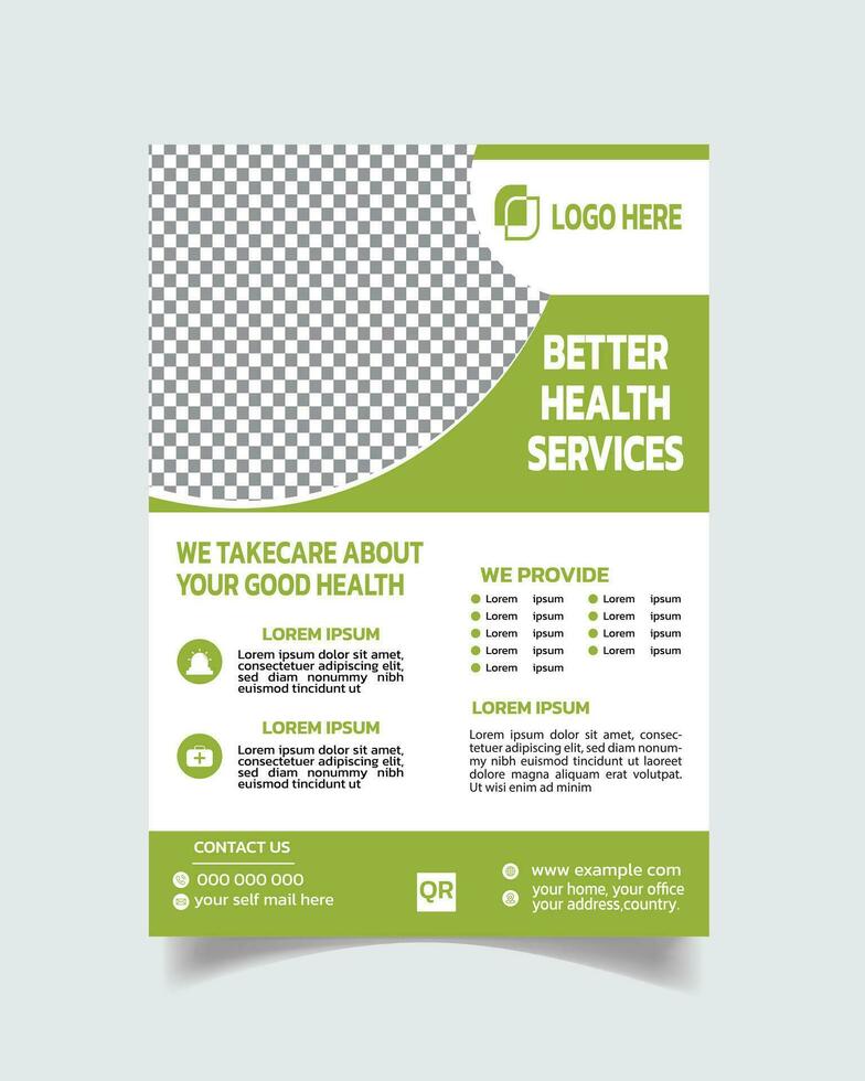 Creative elegant medical flyer, hospital flyer template unique medical cover design vector