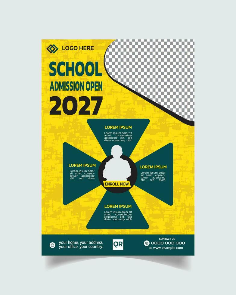 Kids Learning Flyer or School Admission Poster Layout A4 vector