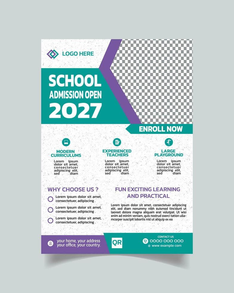 Modern Kids Learning Flyer or Study Poster Layout or Leaflet A4 vector