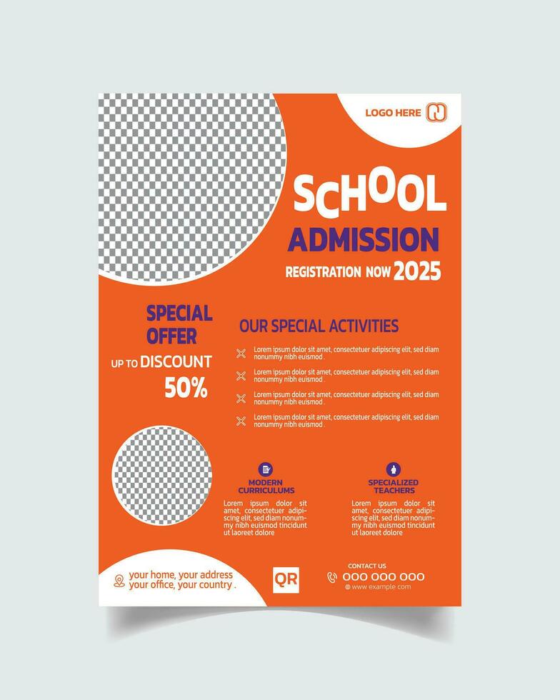 Beautiful School Admit Flyer and Kids School Leaflet Template A4 Size vector