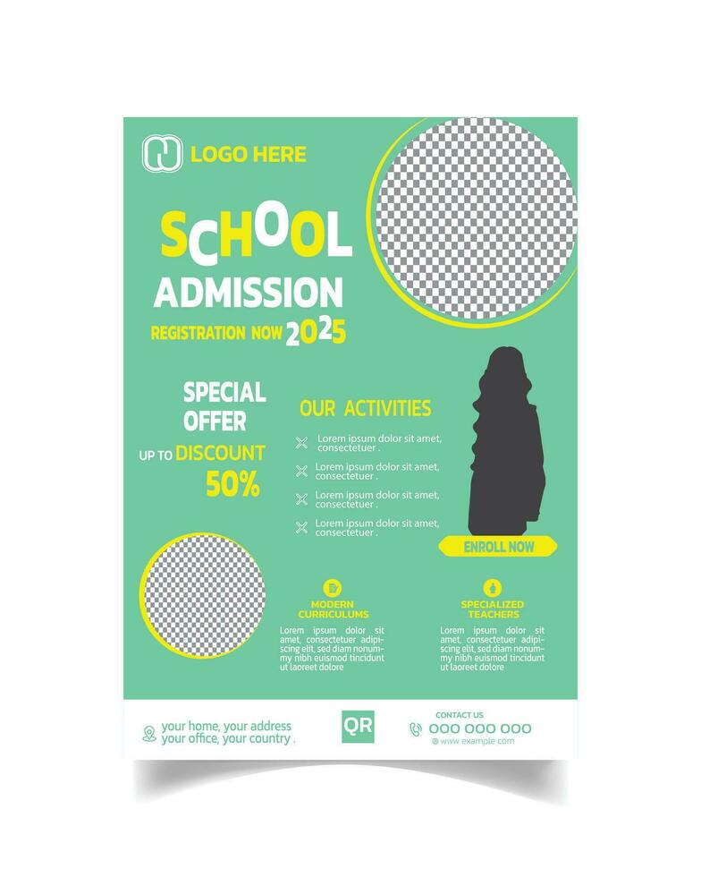 Pre-School Admission Flyer or Kids School A4 poster Template Design vector