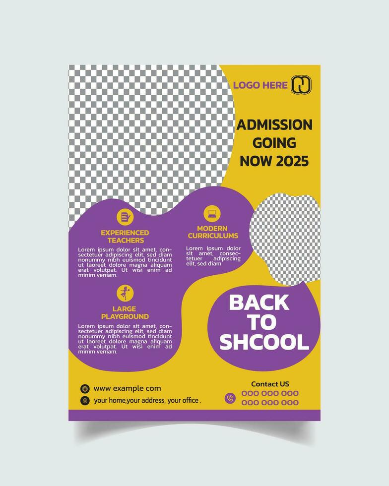 Beautiful School Admit Flyer and Kids Admission Leaflet Template A4 Size vector