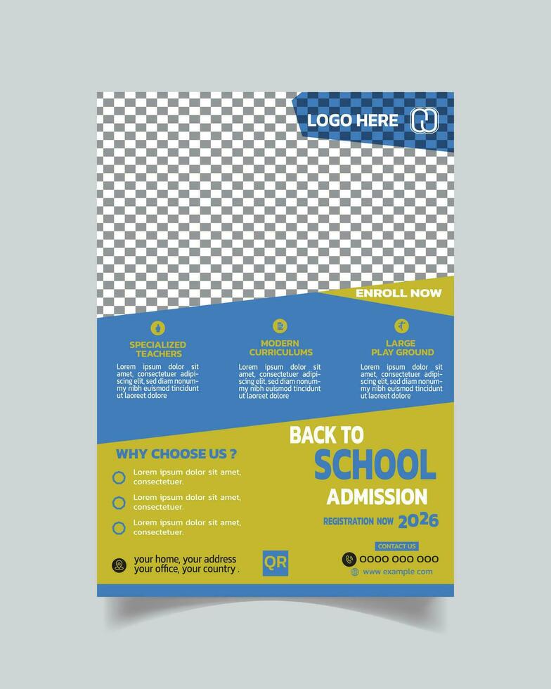 Unique Trendy Admission Flyer Template or School Admission Leaflet Poster A4 vector