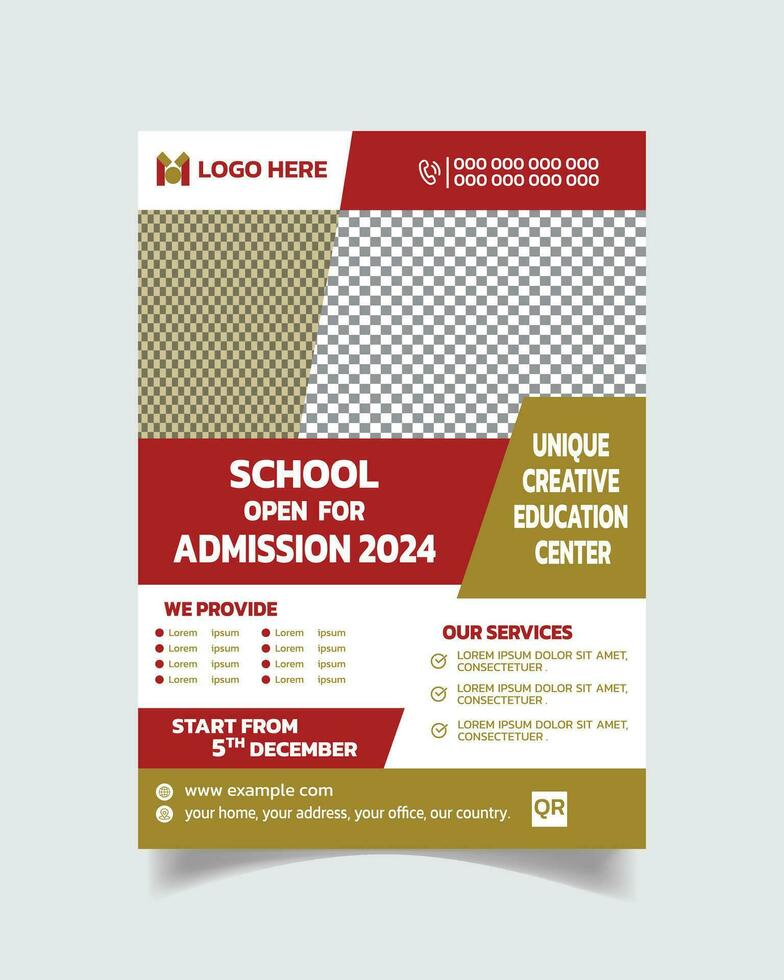 School Admission Creative Flyer Template or Unique Education Leaflet A4 vector