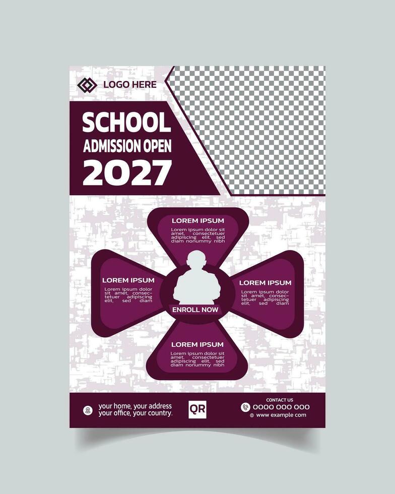 Kids Learning Flyer or Study Poster Layout or Leaflet A4 vector