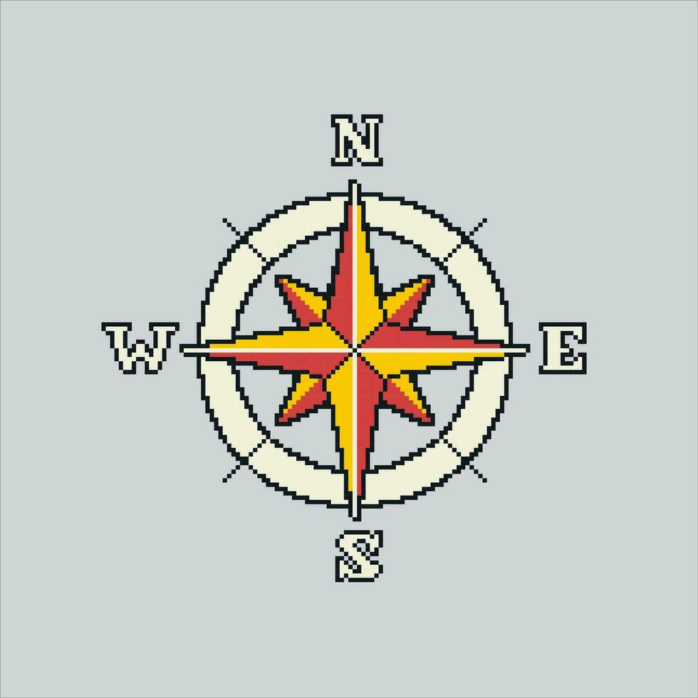 Pixel art illustration Compass. Pixelated Compass. Survival Camping Compass  pixelated for the pixel art game and icon for website and video game. old school retro. vector