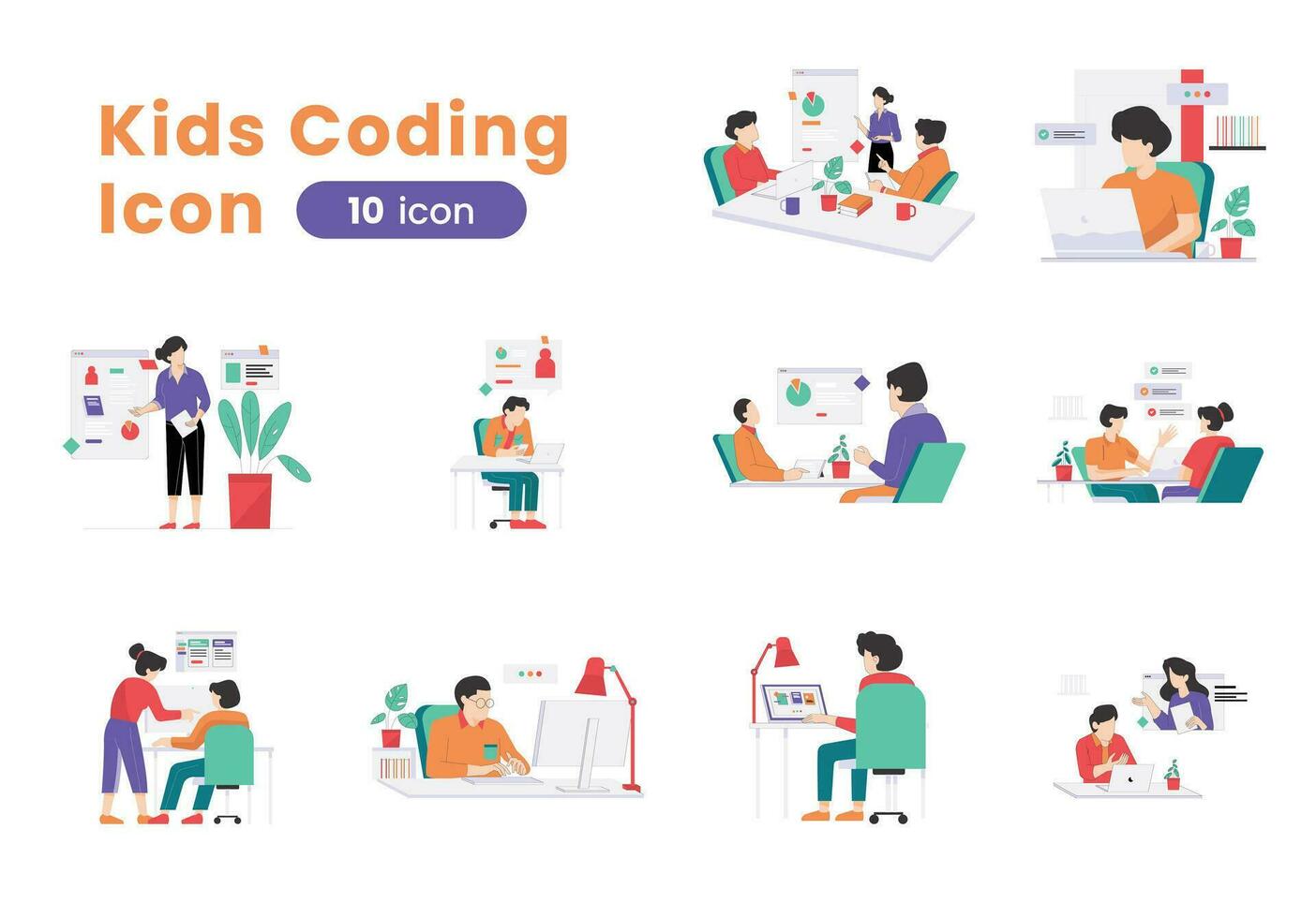 Kids Coding Icon vector