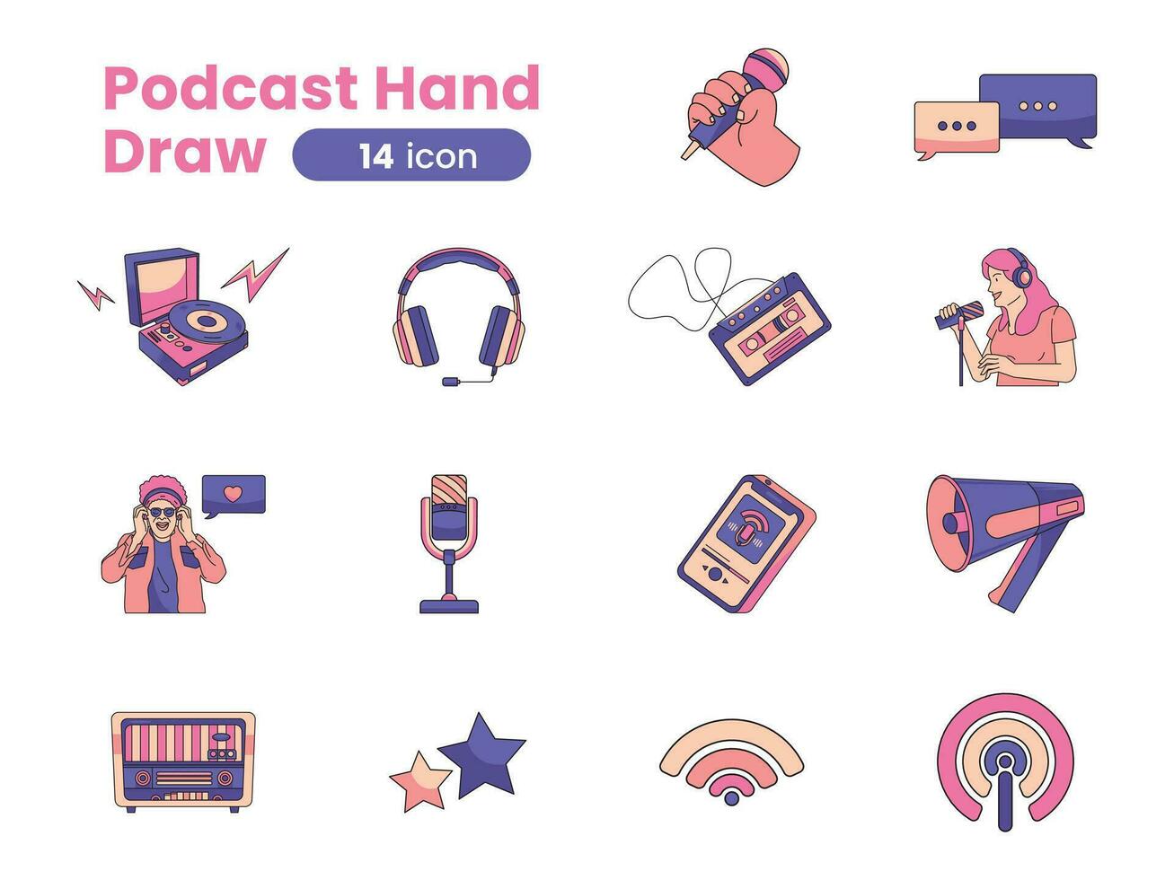 Podcast Hand Draw vector