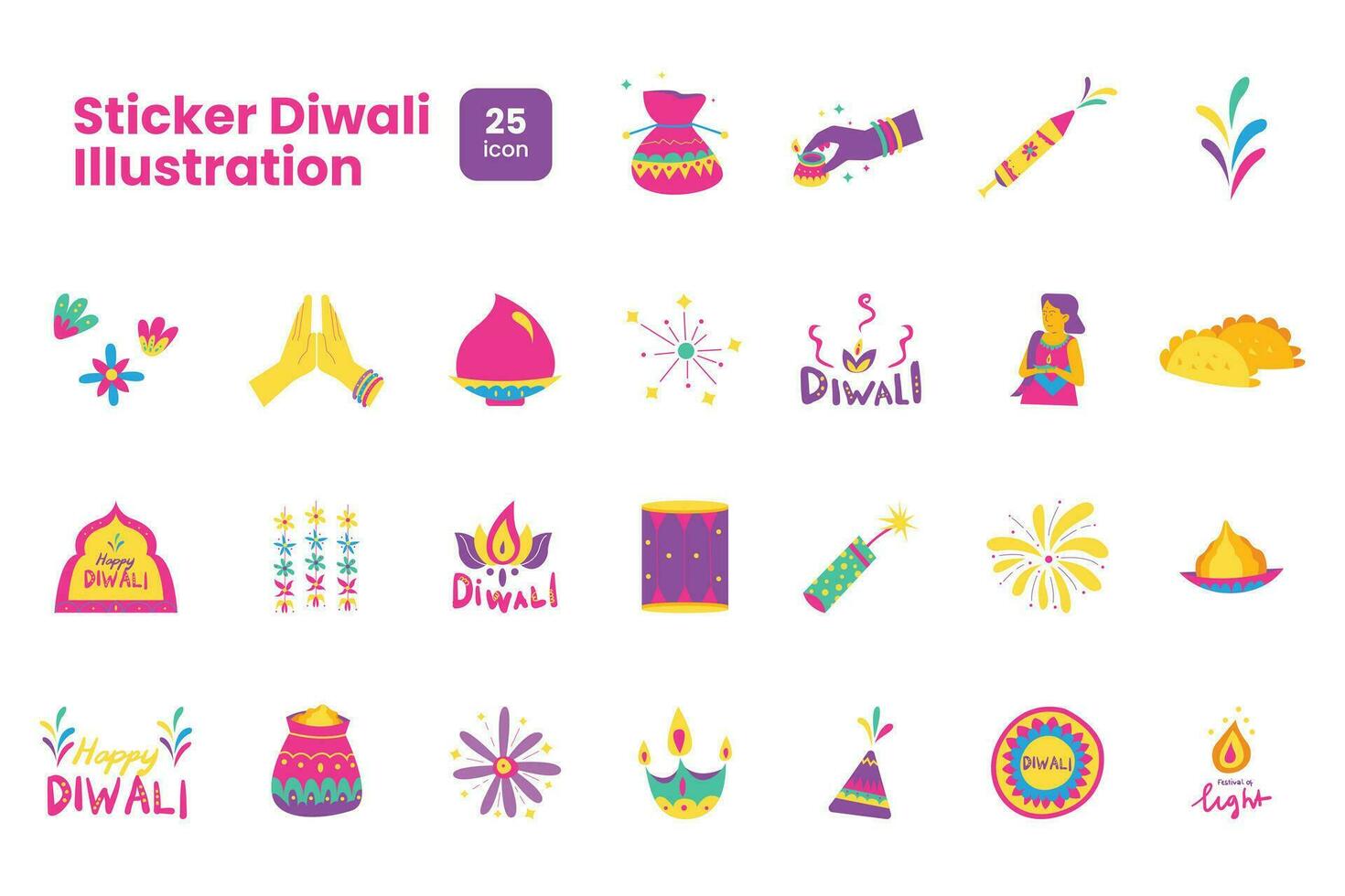 pegatina diwali ilustración vector