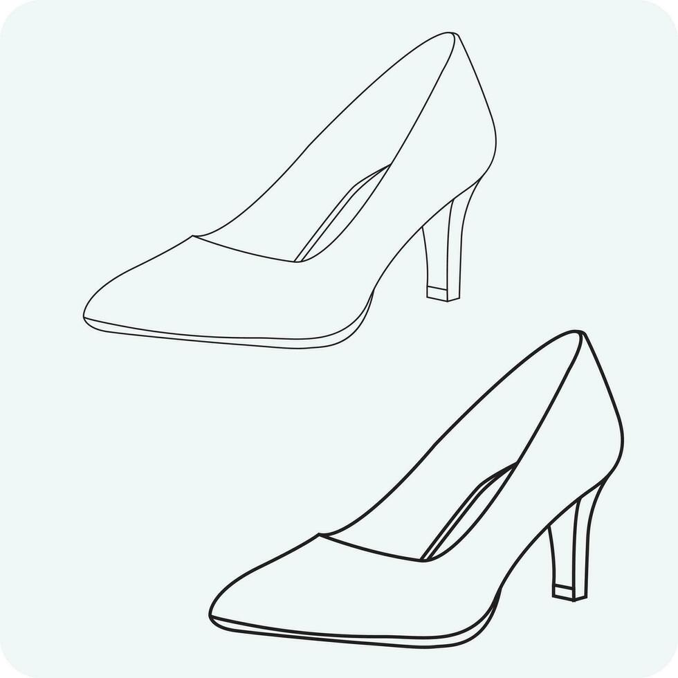 de moda elegante mujer tacón Zapatos línea Arte icono vector eps