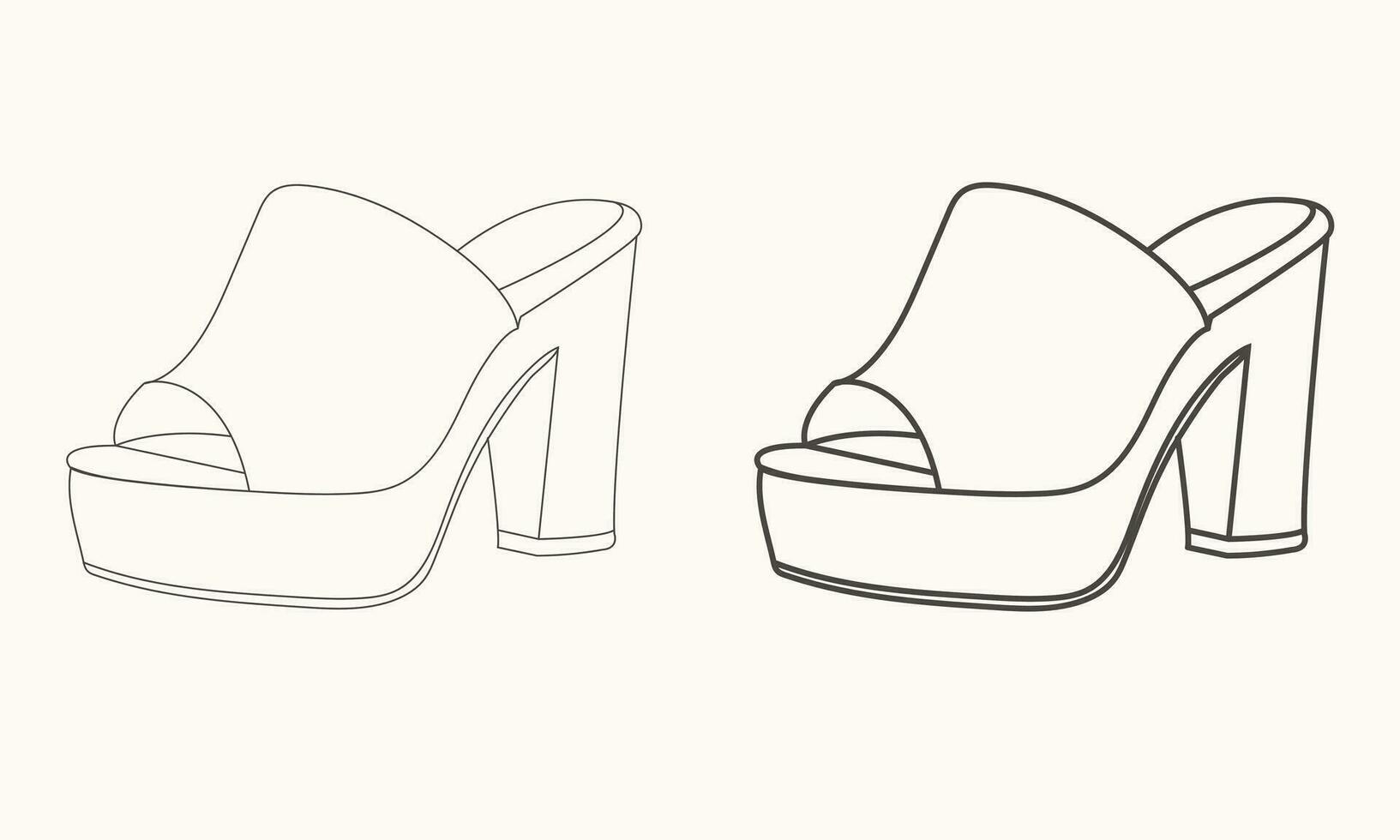 de moda elegante mujer Zapatos lnie Arte vector icono eps