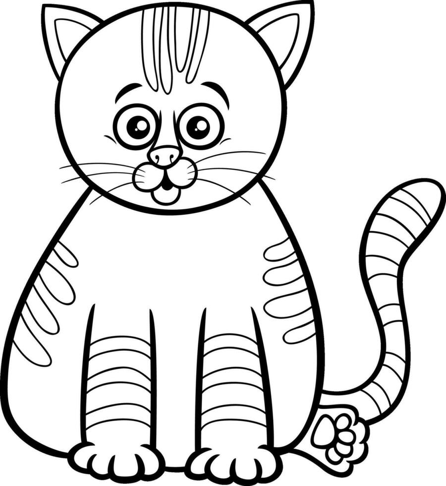 dibujos animados gracioso gatito animal personaje colorante página vector