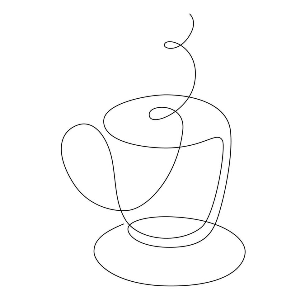 Vector design of a cup with one line. On a white isolated background for banners with postcards and print.