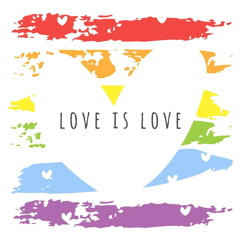 Love is Love card. Pride month concept. LGBTQ vector illustration on white background. Perfect for card, social media, poster, banner, flyer, t-shirt print and so on
