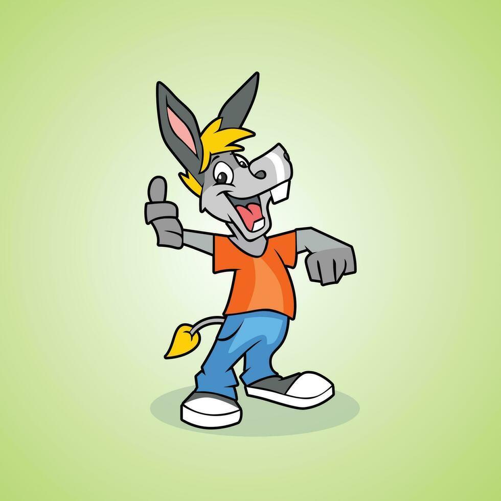 Cartoon funny donkey with a watering can, Vector illustration for your design