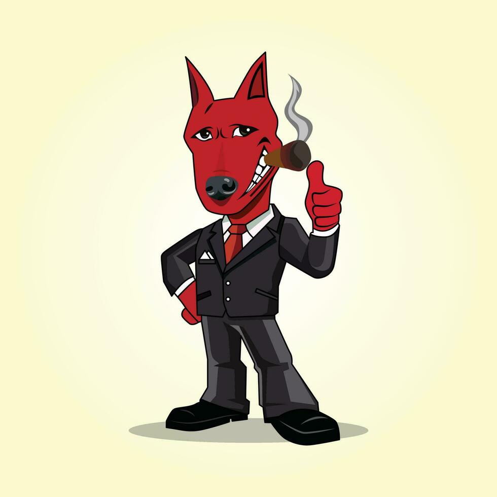 Businessman with a devil head and smoking pipe, Vector illustration.